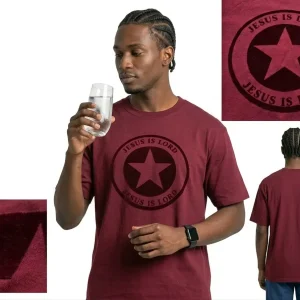 Jesus Is Lord – Premium Flock Signature T-Shirt Male Maroon