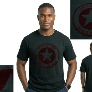 Jesus Is Lord – Premium Flock Signature T-Shirt Male Charcoal